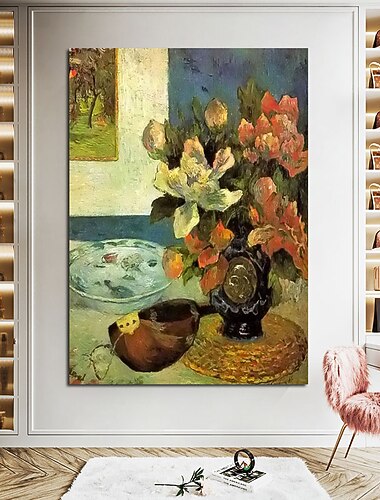  手作り 手描き 油絵 壁 モダン アブストラクト ポール・ゴーギャン 花の絵 家の装飾 装飾 ロールキャンバス フレームなし 未延伸
