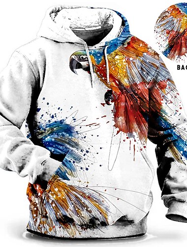  Herr Plusstorlekar Pullover Hoodie Sweatshirt Stor och lång Djur Huva Ficka Långärmad Vår & Höst Mode Streetwear Grundläggande Bekväm Arbete Dagliga kläder Blast