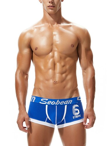  Herren 1 Packung Unterwäsche Grundlegendes Höschen Unterwäsche Boxer Slip Baumwolle Antibakteriell Auslaufsicher Buchstabe Niedrige Taillenlinie Schwarz Weiß