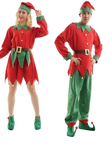  Babbo Natale Elfo Abiti Abito di Natale fantasia Per uomo Per donna Ragazzi Ragazze Natale Costume Cosplay Bambini Adulti Natale Vigilia di Natale Natale Feste Top Vestito Pantaloni Cappello