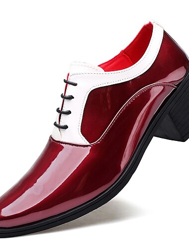  Hombre Oxfords Zapatos Derby Zapatos De Vestir Zapatos de incremento de altura Zapatos de charol Casual Británico Boda Fiesta y Noche PU Cordones Negro Blanco Rojo Bloque de color Otoño Invierno
