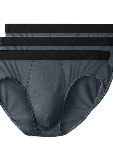  Herren 3 Pack Slip Polyester Atmungsaktiv Weich Einfarbig Mittlere Taillenlinie Schwarz Weiß