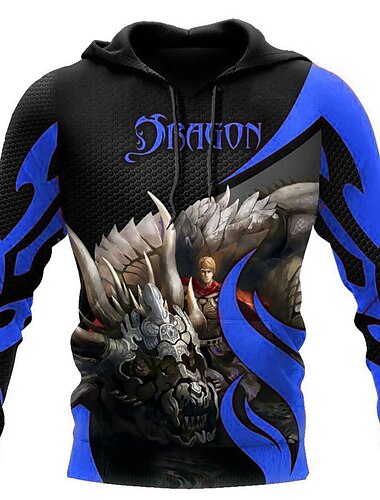  Herren Drache Grafik-Drucke Hoodie Sweatshirt Kapuze Hoodies Pullover Hoodie Sweatshirt Kapuze Langarm Sweatshirt mit Kapuze Mit Kapuze Strassenmode 3D-Druck Täglich Sport Gelb Rote Bedruckt Frühling