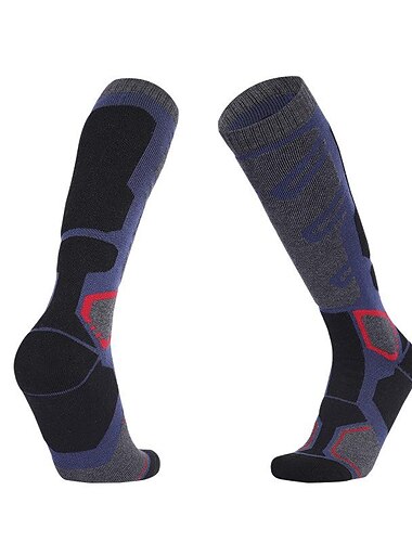  Herren Wandersocken Skisocken Sportsocken Winter Außen warm halten Windundurchlässig Atmungsaktiv Weich Socken Dunkelblau grau Farbe blau grau Grün Grau für Jagd Skifahren Angeln