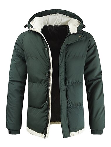  Herren Winterjacke warm halten Arbeit Freizeitskleidung Einfarbig Oberbekleidung Bekleidung Casual Grün Schwarz Weiß