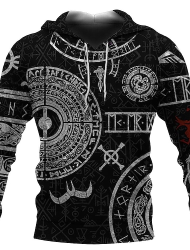  Vikingen krijgers Viking-tatoeage Trui met capuchon Cartoon Manga Anime 3D Grafisch Voor Voor Stel Voor heren Dames Volwassenen 3D afdrukken Casual / Dagelijks