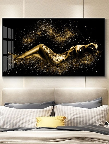  1 panel de impresiones de personas, arte de pared dorado para mujeres, imagen moderna, decoración del hogar, regalo para colgar en la pared, lienzo enrollado sin marco sin estirar