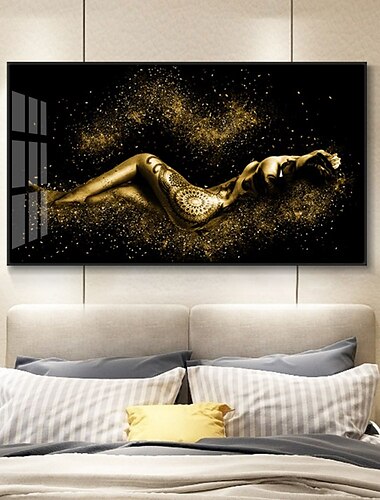  1 panel de impresiones de personas, arte de pared dorado para mujeres, imagen moderna, decoración del hogar, regalo para colgar en la pared, lienzo enrollado sin marco sin estirar