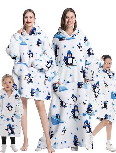 Niños Adulto Animal Manta extragrande con capucha Manta usable con bolsillo Pingüino Pijamas de una pieza Pijamas Kigurumi por Hombre Mujer Chico Navidad Año Nuevo Dibujos animados