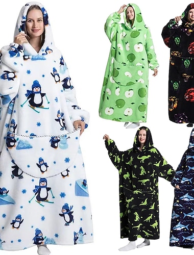  Adulto Personajes Manta extragrande con capucha Manta usable con bolsillo Tiburón Pingüino Dinosaurio Pijamas de una pieza Pijamas Kigurumi por Hombre y mujer Carnaval Mascarada Dibujos animados