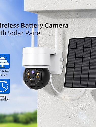  Hiseeu Wifi Camera With Solar Panels Outdoor 5X Zoom 1080P PTZ IP Camera PIR Motion Detection Audio Video Surveillance Camera