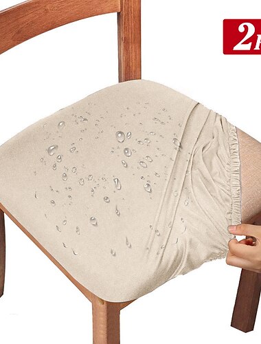  2 Stück Sitzbezüge für Esszimmer, burgunderfarben, wasserabweisend, Stretch-Stuhlhusse mit hoher Rückenlehne, Spandex-Stuhlsitzbezüge mit Gummiband für Hochzeit