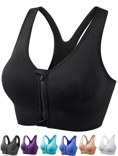 dames sportbeha met hoge ondersteuning hardloopbeha naadloze racerbackbeha top gevoerd yoga fitness sportschool workout ademend schokbestendig freedom licht kaki zwart wit effen kleur thuisoutfits