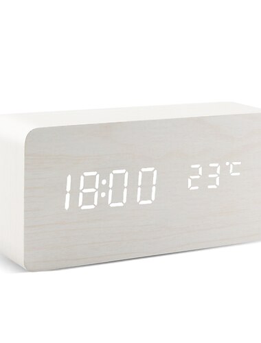  wecker led holz uhr tisch sprachsteuerung digital holz despertador usb/aaa powered elektronische desktop uhren