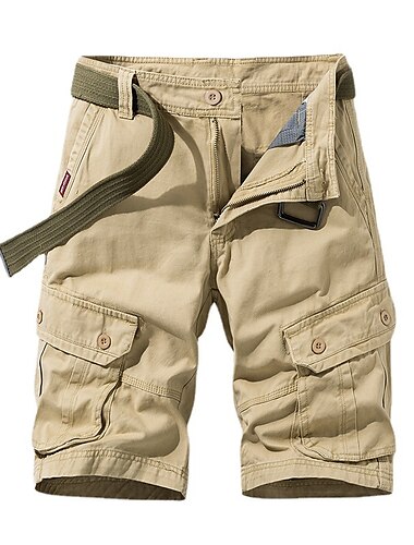  Homens Bermuda Cargo Calção Shorts de Trilha 6 Bolso Tecido Conforto Respirável Comprimento do joelho Casual Diário Streetwear 100% Algodão Esportes Moda Azul Verde Micro-Elástica