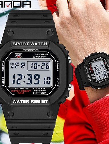  SANDA stil Digital Klocka Herr LYX Märke Militär klocka Mode Herr Sport Klocka Alarm Stoppur Klocka Man armbandsur Fars dags presenter