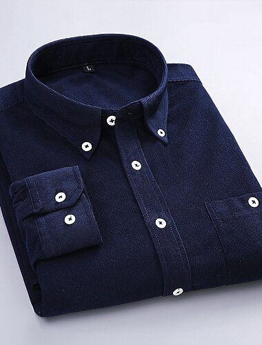  Per uomo Camicie Tinta unita / tinta unita Matrimonio Da tutti i giorni Vinaccia Nero Bianco Blu marino Manica lunga Collo ripiegabile Autunno inverno Abbigliamento Fibbia