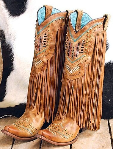  Quaste 1970er Schuhe Westernstiefel Quadratischer Zeh Hippie Cowboy Damen Maskerade Party / Abend Pride Parade Pride-Monat Erwachsene Schuhe