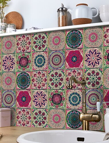 24 stks/48 stks tegelstickers creatieve keuken badkamer woonkamer zelfklevende muurstickers waterdichte mode tegelstickers