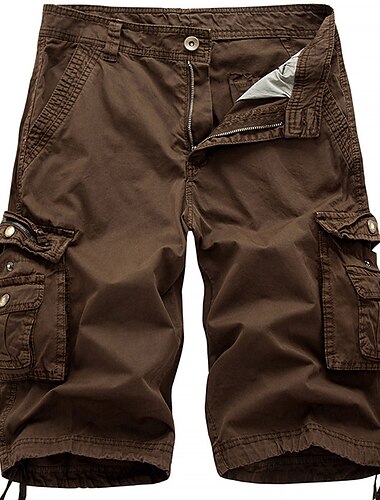  Herren Cargo Shorts Kurze Hosen Shorts Kurze Hosen Kurze Hose für Wanderer Bein Kordelzug 6 Tasche Glatt Komfort Outdoor Täglich Ausgehen Baumwollmischung Modisch Strassenmode Schwarz Wein