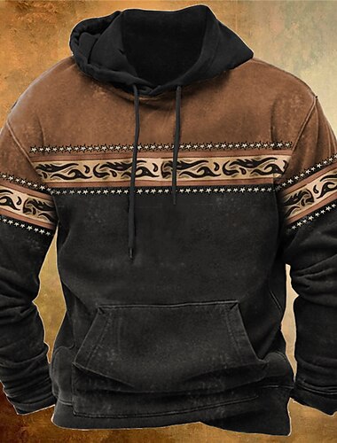  Męskie Kolorowy blok Styl bohemy Bluza z Kapturem Z kapturem Bluzy Bluza z kapturem Długi rękaw Bluza z kapturem Kaptur Moda miejska Druk 3D Codzienny Sport Czarny Granatowy Nadruk Wiosna i jesień