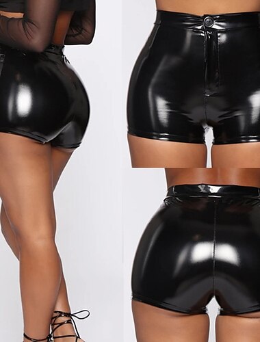  Retro vintage Punk & Gothic Glanzend latex patent Korte broek Gothic meisje Dames Maskerade Feest / Uitgaan Volwassenen Short
