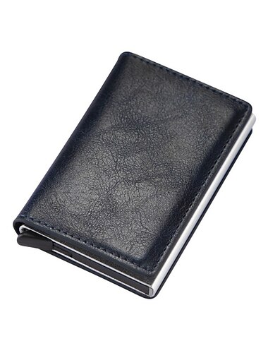  ID Porta-Cartões de Banco Luxo Marca Masculina Anti RFID Bloqueio Protegido Couro Mágico Slim Mini Pequena Carteira de Dinheiro