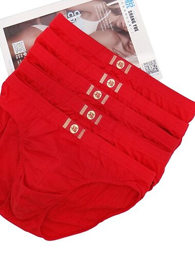  Herren 5 Stücke Unterwäsche Grundlegendes Höschen Slip Grundlegend 100% Baumwolle Muster Gitter- / Plaidmuster 0333B 0333A