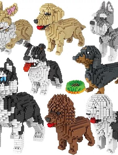  bouwstenen speelgoed hond serie 800+ stuks leeftijden 14 en hoger micro boor kleine deeltje bouwsteen montage diy speelgoed voor kinderen