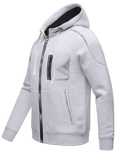  Férfi Zip Up kapucnis pulóver Teljes cipzáros kapucnis Izzasztókabát Jakna Fekete Sötétkék Szürke Kapucni Sima Becipzároz Zseb Sport & Szabadtéri Napi Sport Utcai sikk Alkalmi Sportos Ősz Tél Ruházat