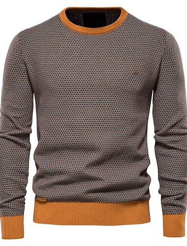  Bărbați Pulover Plover Striat Tricotat Decupată Tricotat Bloc Culoare Stil Nautic Modă Șic Stradă În aer liber Ieșire Îmbrăcăminte Toamna iarna Negru Portocaliu M L XL