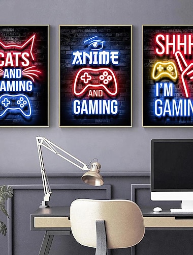  speelkamer decoratie poster muurkunst video game canvas schilderij speelkamer neon decor foto voor gamer jongen slaapkamer prints decor zonder frame