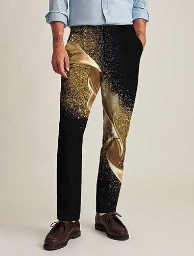  Per uomo Pantaloni Chino Pantaloni da jogger Tasche Stampa 3D Color Block Stampe astratte Comfort Attività commerciale Giornaliero Abbigliamento di strada Di tendenza Originale Argento Oro