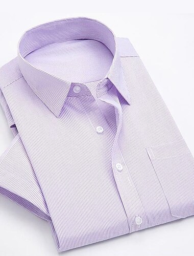  Hombre Camisa para Vestido Camisa sin planchar Boda Noche Rosa Azul Piscina Azul cielo Púrpula Claro Manga Corta Cuello Vuelto Verano Primavera Ropa