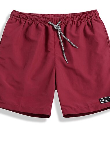  Herre Surf shorts Badeshorts Lomme Snørelukning Elastisk Talje Vanlig Komfort Hurtigtørrende Afslappet Daglig Ferie Mode Gade Sort Vin