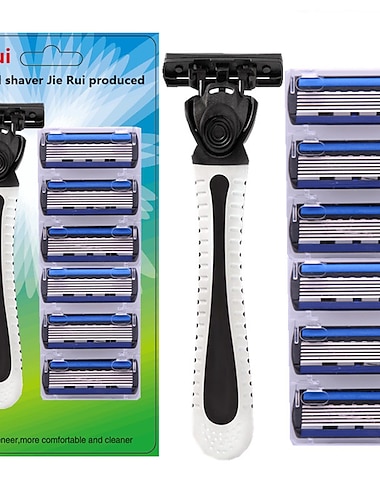  Rasoir de sécurité classique à double tranchant en métal 3 pièces kit de rasage humide à long manche pour hommes femmes avec 6 lames de platine