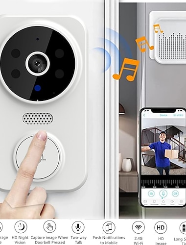  älykäs langaton kauko-video-ovikello älykäs visuaalinen ovikello kodin sisäpuhelin hd-pimeänäkö wifi turvaovikello wifi-yhteys infrapuna-yönäkö kodin turvallisuuteen