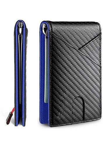  Carbonfaser-RFID Herrenbrieftaschen Geldtasche schlank dünn Karten Männer-Brieftasche luxuriöse kleine kurze Geldbörse Bi-Fold Geldbörse Geldscheintasche