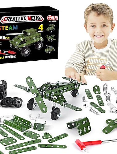  ערכת אבני בניין לרכב מתכת - גזע למידה חינוכית אבני בניין צעצועים מתנות לילדים, סט בנייה הנדסית לבנים&amp; בנות בגילאי 8-13 שנים ומעלה