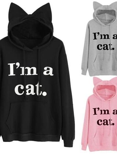  Dier Kat Trui met capuchon kattenoren Anime Kattenoor Voor Voor Stel Voor heren Dames Volwassenen Heet stempelen