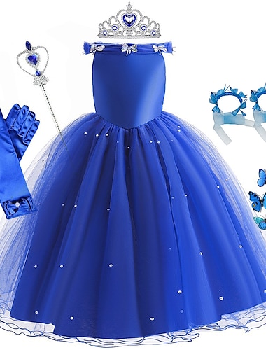  Cendrillon Conte de Fées Princesse Robe de demoiselle d'honneur Costume de soirée à thème Robes en tulle Cosplay Cosplay de Film for Fille Enfant Carnaval Mascarade Mariage robe demoiselle d honneur