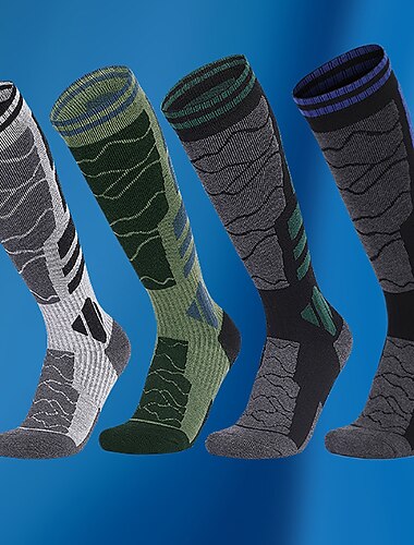  Hombre Calcetines de senderismo Calcetines de  Esquí Calcetines deportivos Resistente al Viento Templado Transpirable Secado rápido Invierno Al aire libre Verde Hierba Cai Lan Verde Oscuro para Caza