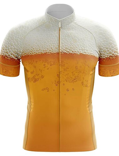  21Grams 男性用 サイクリングジャージー 半袖 バイク トップス 3つのリアポケット付き マウンテンサイクリング ロードバイク UV耐性 高通気性 速乾性 吸汗性 ブラック イエロー グリーン オクトーバーフェストビール スポーツ 衣類