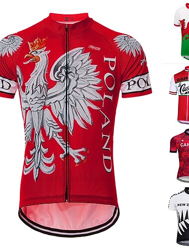  Herren Radtrikot Adler Russland Polen Kurzarm Fahhrad Trikot Oberteil mit 3 Gesäßtaschen Mountainbike MTB Straßenradsport Schnelltrocknend Rückentasche Feuchtigkeitsableitend Atmungsaktiv Sport