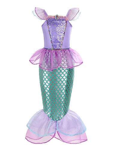  Die kleine Meerjungfrau Kleine Meerjungfrau Meerjungfrau Ariel Aqua Princess Kleid Themenparty-Kostüm Cosplay Film Cosplay for Mädchen Kinder Karneval Maskerade
