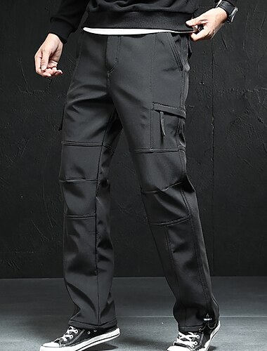  Men's Cargo Pants Fleece Lined Pants Winter Outdoor Thermal Warm Fleece Lining Windproof Breathable Pants / Trousers Bottoms ArmyGreen Black Fleece Yoga Hunting Ski / Snowboard M L XL 2XL 3XL
