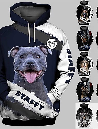  Dier Hond Trui met capuchon Cartoon Manga Anime 3D Voorvak Grafisch Voor Voor Stel Voor heren Dames Volwassenen 3D afdrukken