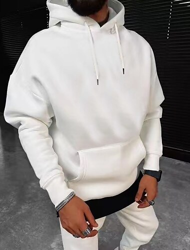  Pánské Kapuce Svetrová mikina s kapucí Meruňková Černá Bílá Žlutá Fialová Kapuce Pevná barva Šňůrky Sporty a outdoor Ležérní Streetwear Horká ražba Šik ven Sportovní oblečení Základní Podzim Zima