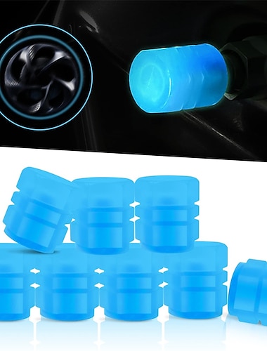  8 pezzi copriruote luminose gambo della valvola del pneumatico bagliore luminoso di notte cappelli d'aria coprire fluorescente illuminato auto copristelo della valvola della ruota dell'automobile