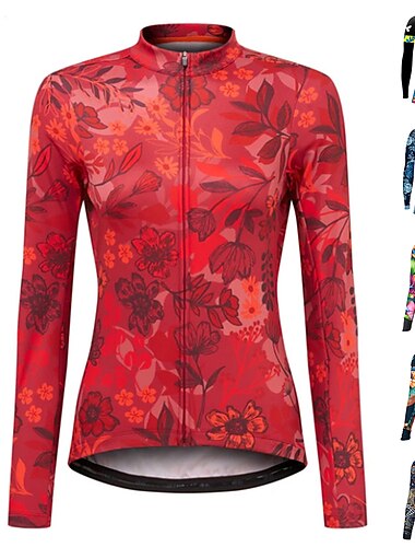  Mujer Maillot de Ciclismo Manga Larga Bicicleta Maillot Camiseta con 3 bolsillos traseros MTB Bicicleta Montaña Ciclismo Carretera Transpirable Secado rápido Dispersor de humedad Bandas Reflectantes
